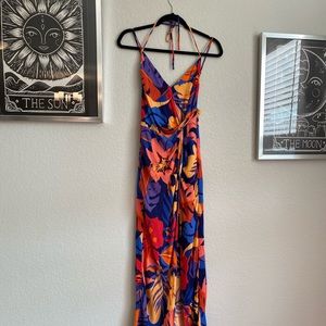 Forever 21 Contemporary Tropical Maxi/High Low Dress Size Small